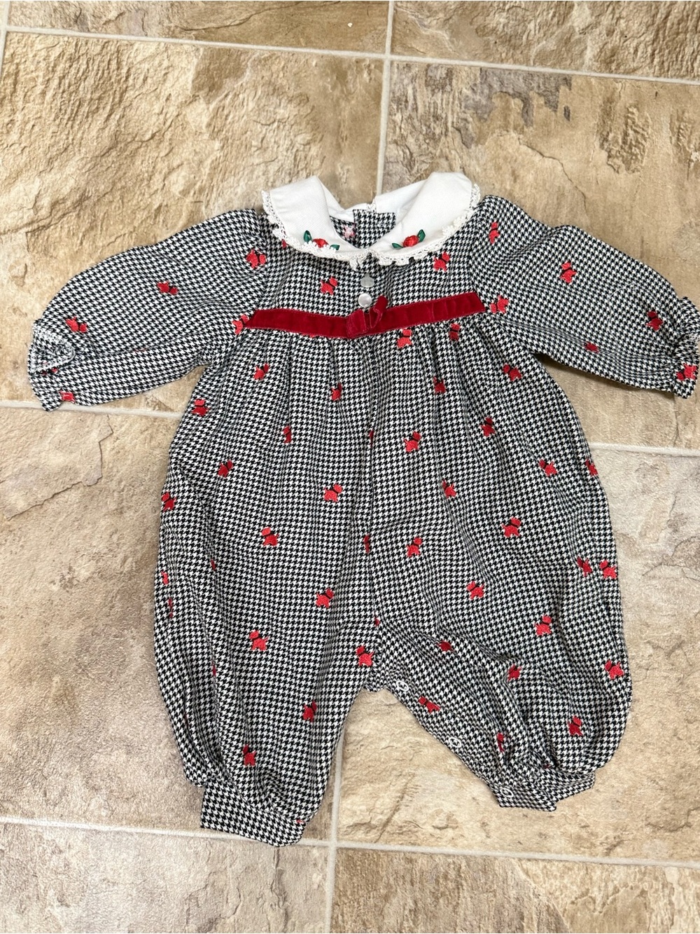 Vintage Class Club Houndstooth Bubble Romper